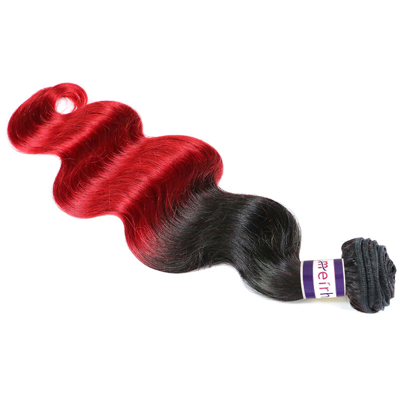 Colored Human Hair Extensions Body Wave Colored Hair 1B/Red